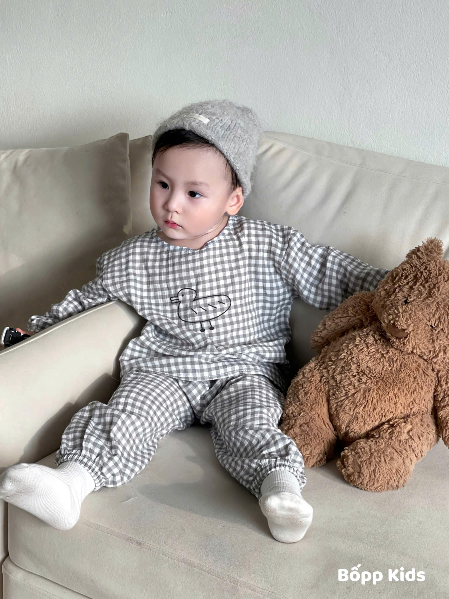 XẢ C360 - SET 2 BỘ PIJAMA XÔ CON VỊT BE KẺ