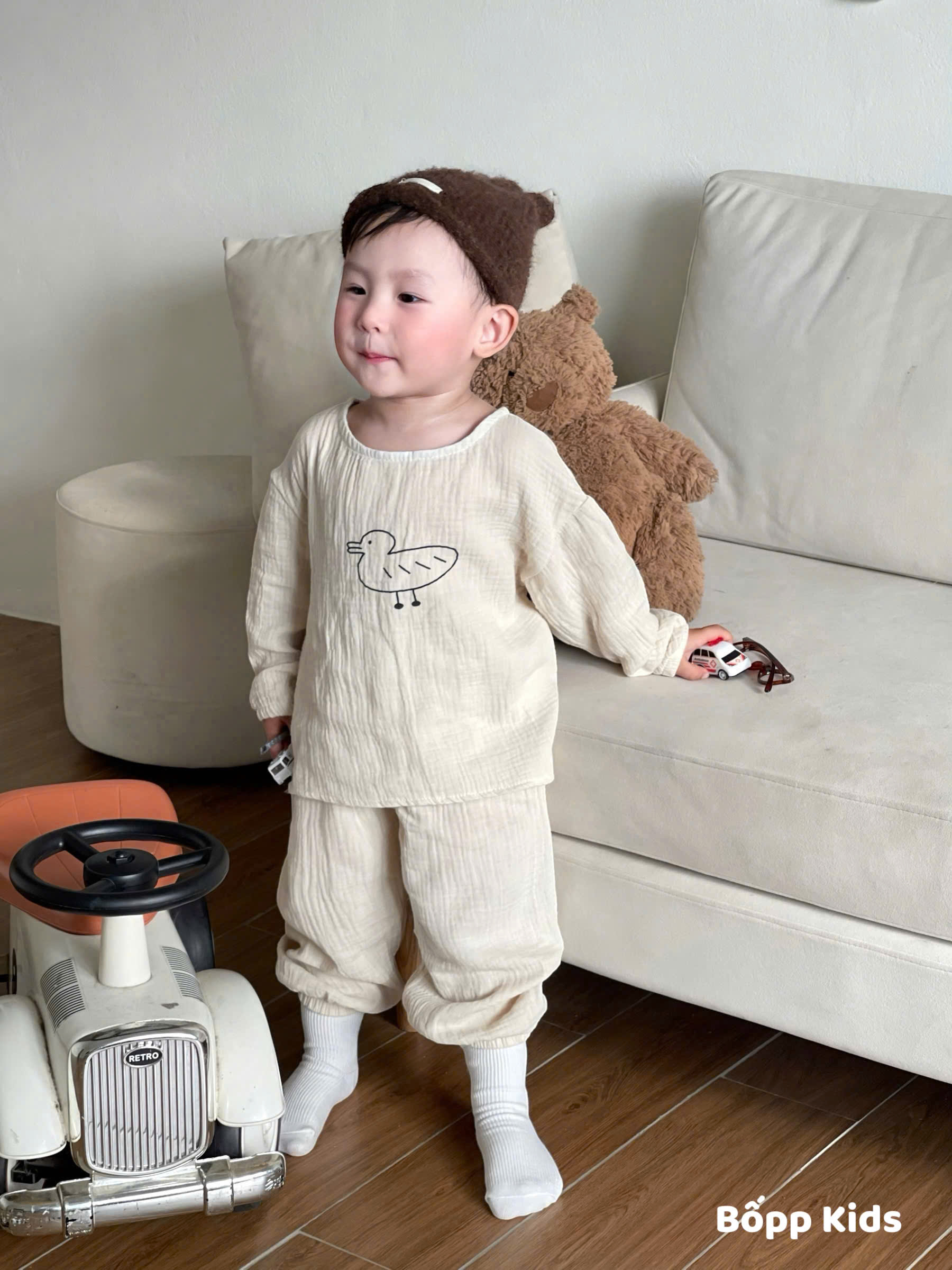 XẢ C360 - SET 2 BỘ PIJAMA XÔ CON VỊT BE KẺ