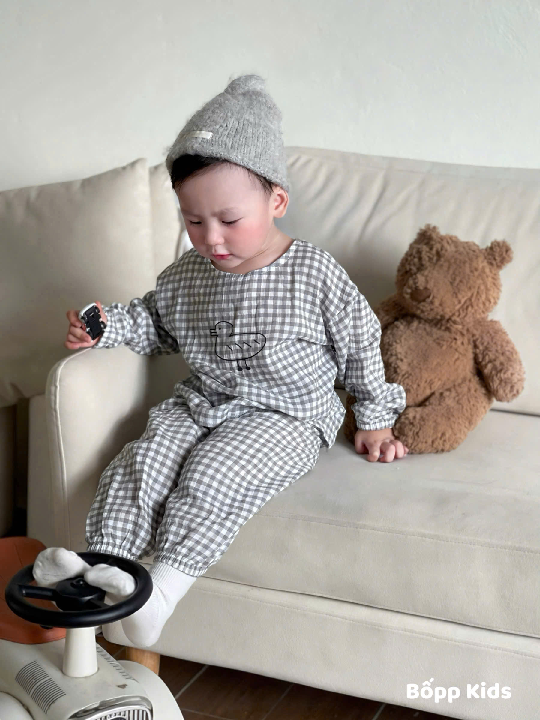 XẢ C360 - SET 2 BỘ PIJAMA XÔ CON VỊT BE KẺ