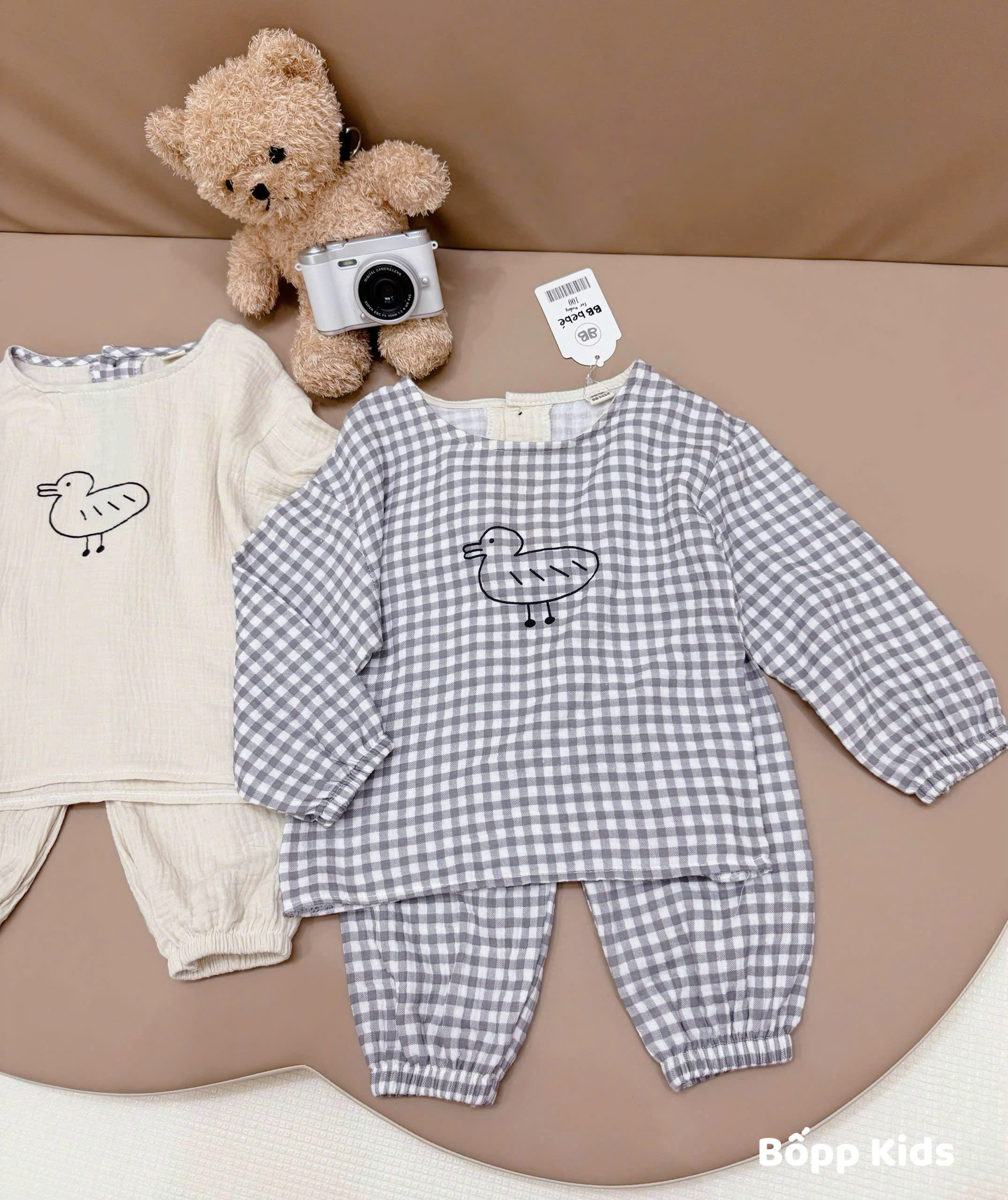 XẢ C360 - SET 2 BỘ PIJAMA XÔ CON VỊT BE KẺ