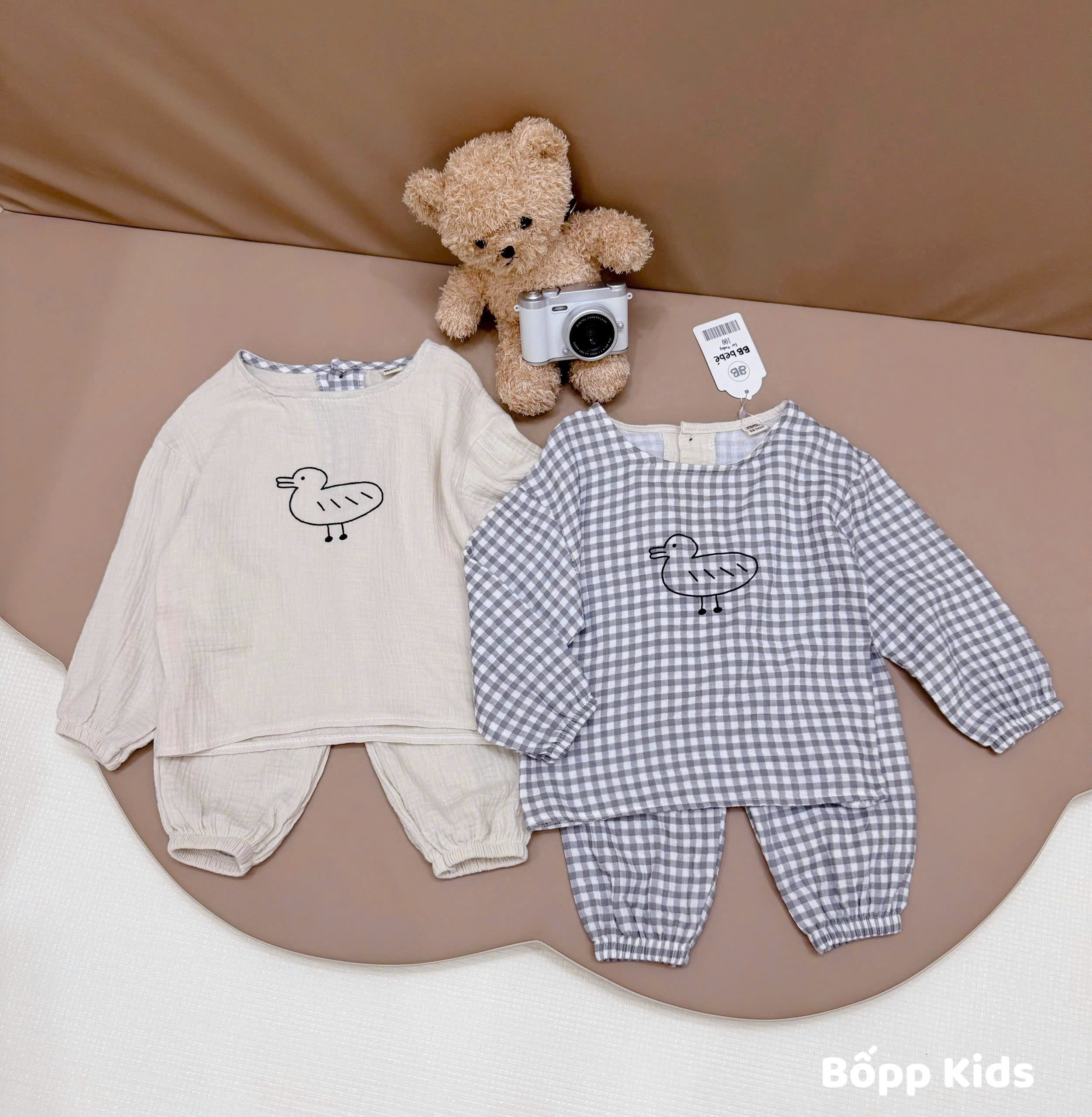 XẢ C360 - SET 2 BỘ PIJAMA XÔ CON VỊT BE KẺ