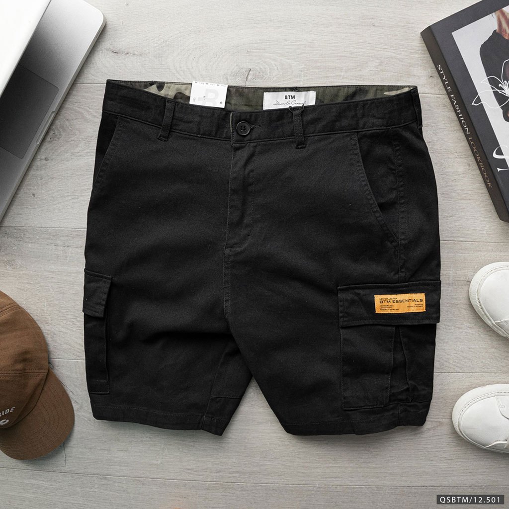 Quần short BTM cargo kaki dáng slimfit