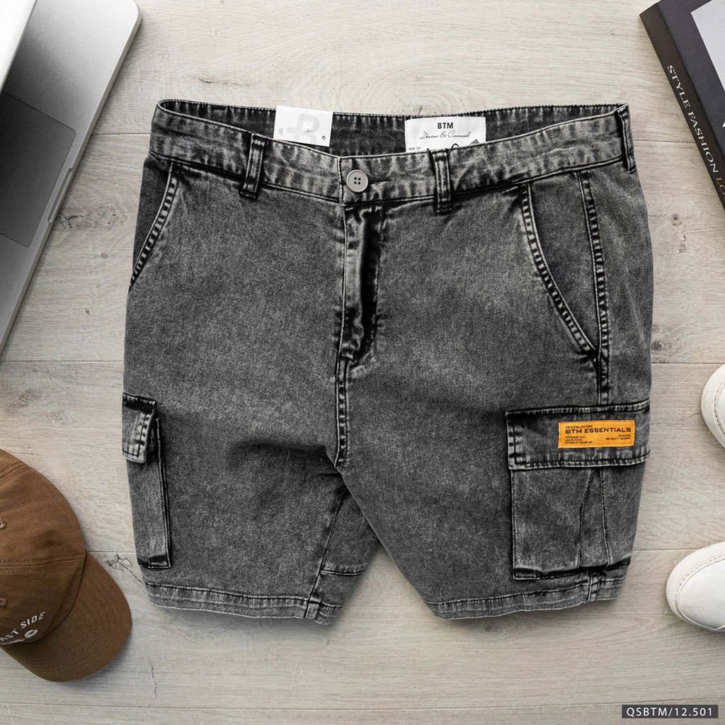 Quần short BTM cargo kaki dáng slimfit