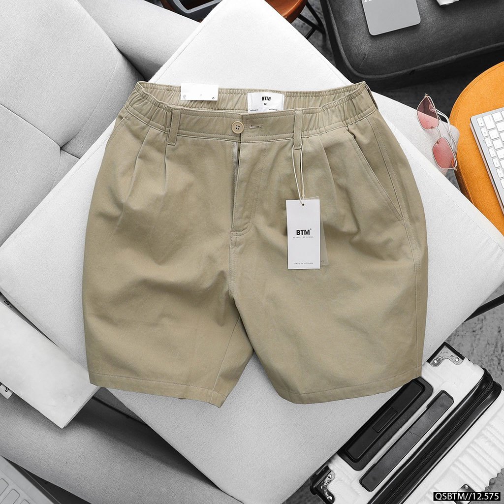 Quần short dáng rộng BTM Lax Traight khaki short