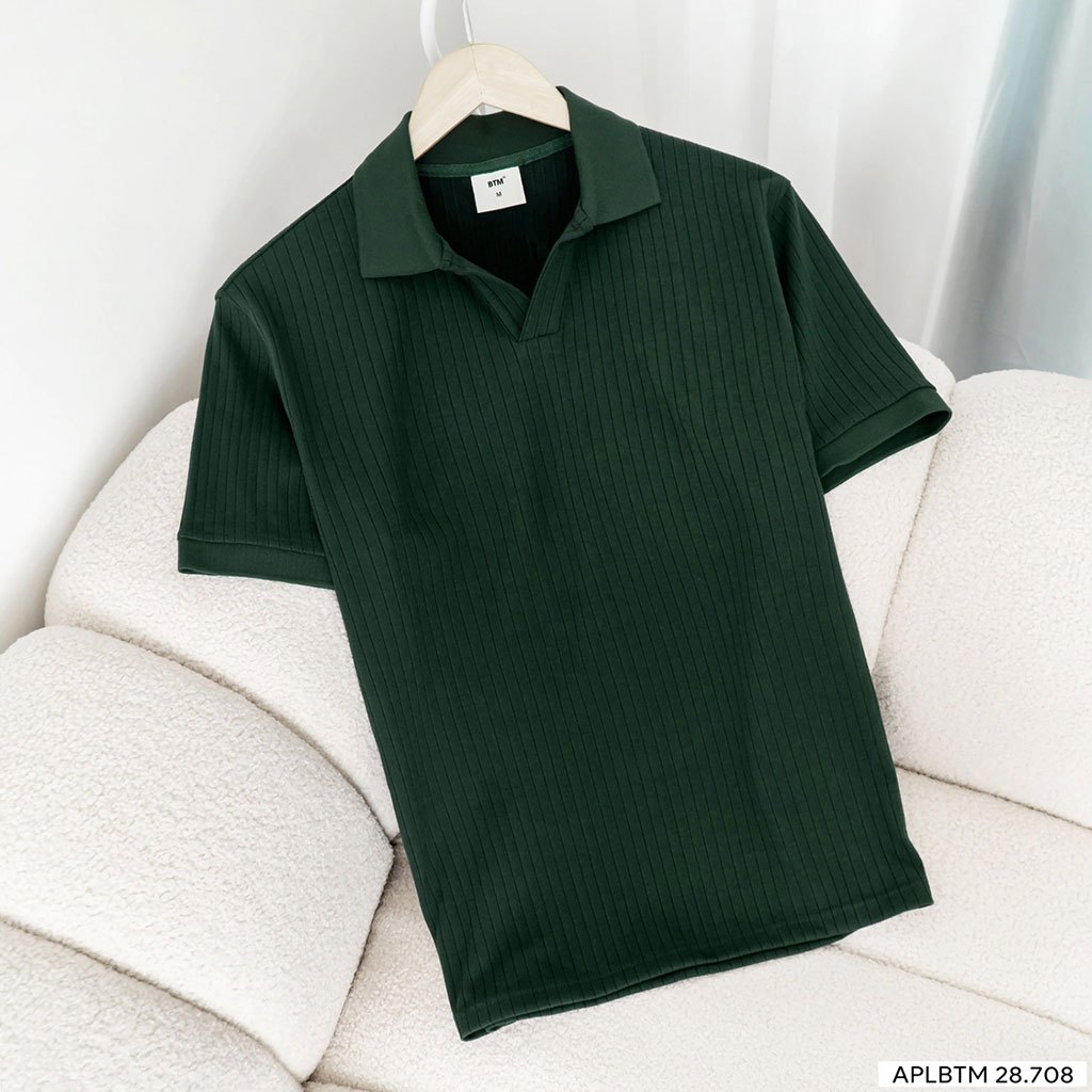 Áo thun dệt gân BTM V-neck polo shirt