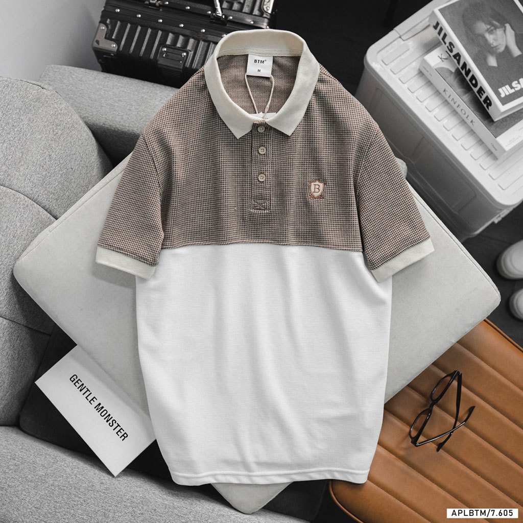 BTM blocked houndstooth polo