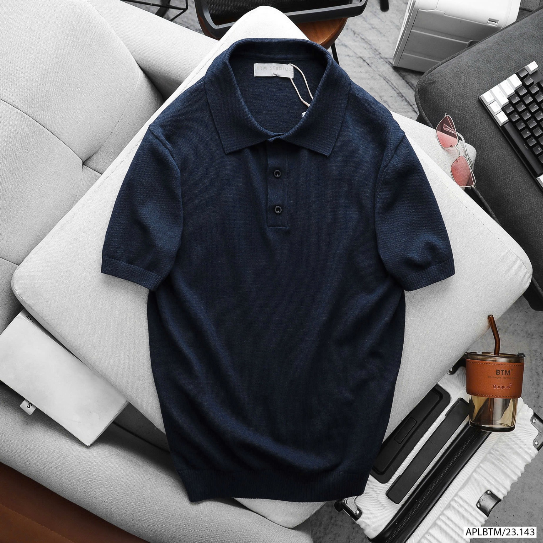 Áo len cộc tay BTM basic knit polo shirt