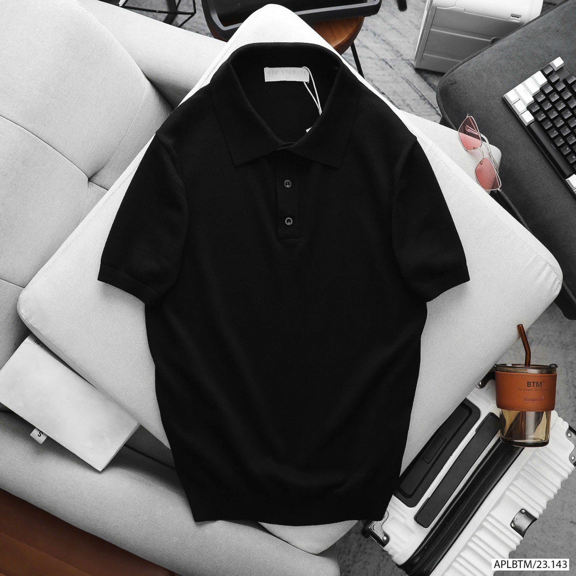 Áo len cộc tay BTM basic knit polo shirt