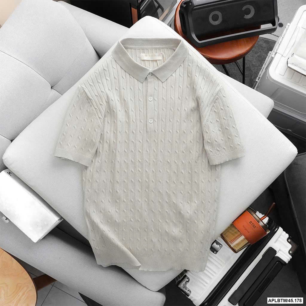 Áo Thun BTM Cable Knit Cotton Polo Shirt