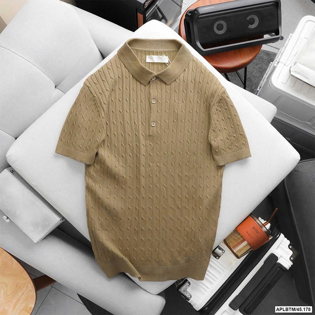 Áo Thun BTM Cable Knit Cotton Polo Shirt
