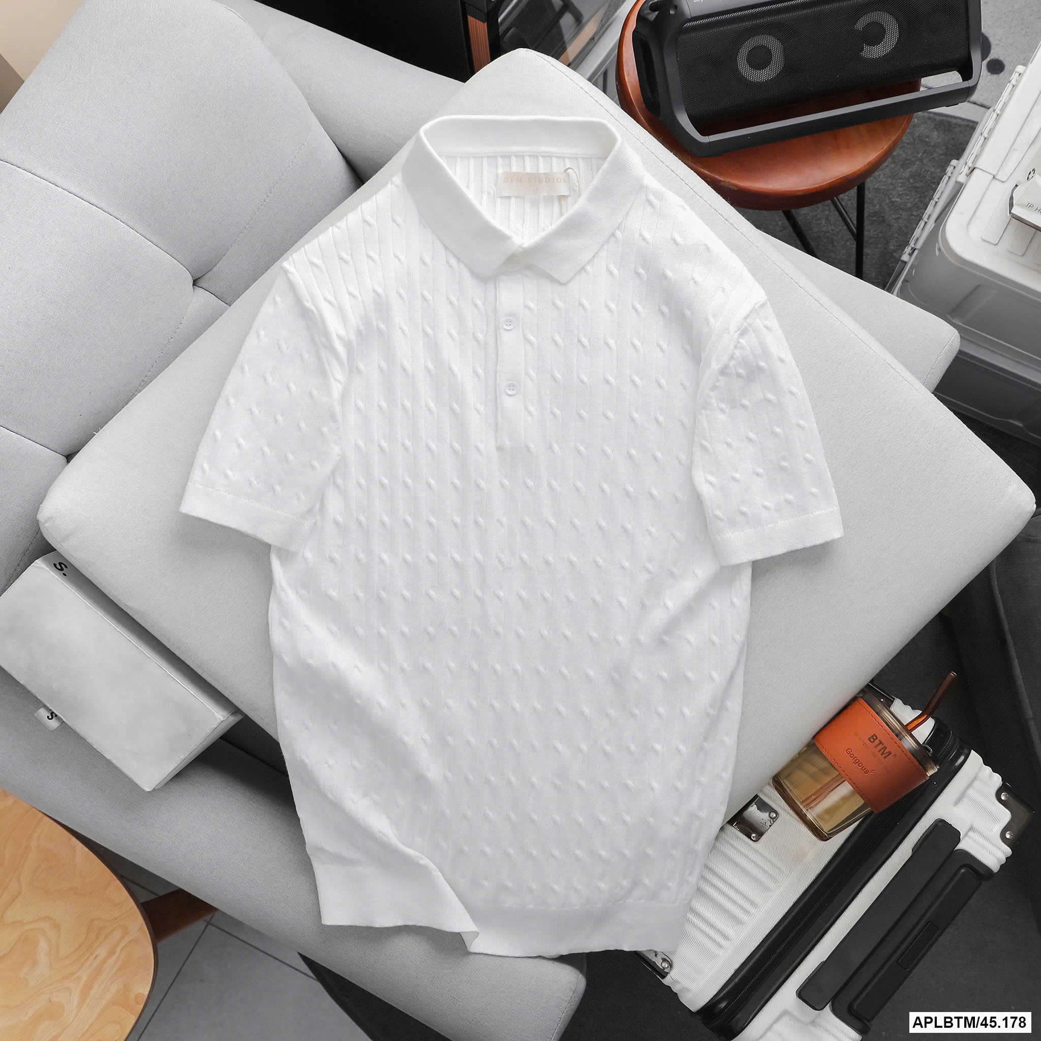 Áo Thun BTM Cable Knit Cotton Polo Shirt