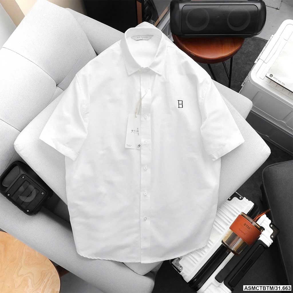 Áo Sơ Mi BTM Striped Logo Short Sleever Oxford Shirt