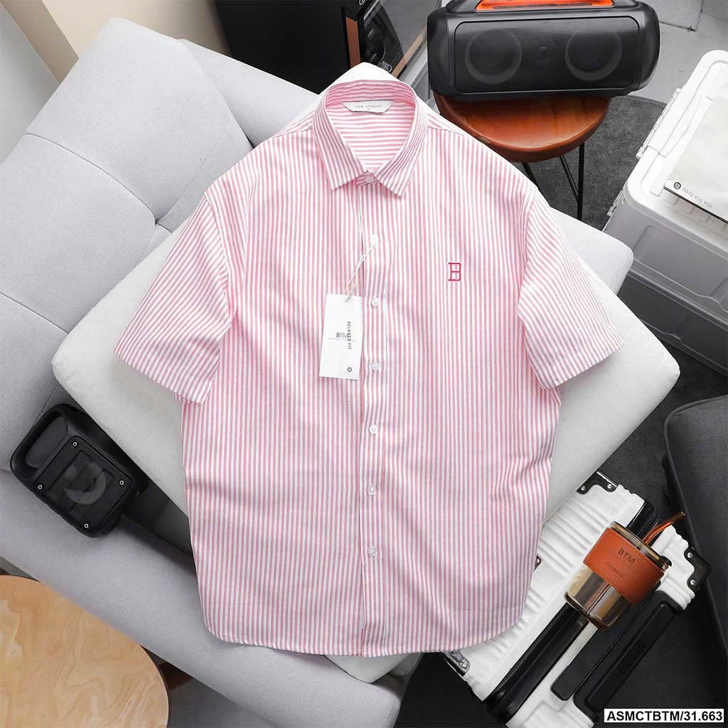 Áo Sơ Mi BTM Striped Logo Short Sleever Oxford Shirt