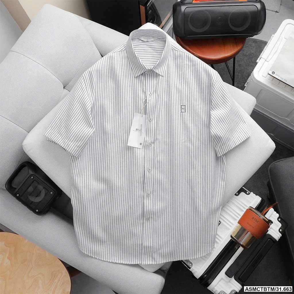 Áo Sơ Mi BTM Striped Logo Short Sleever Oxford Shirt