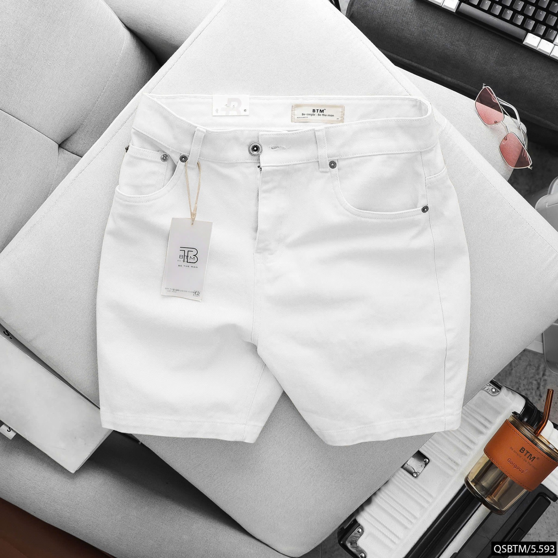 Quần short BTM five pocket denim short