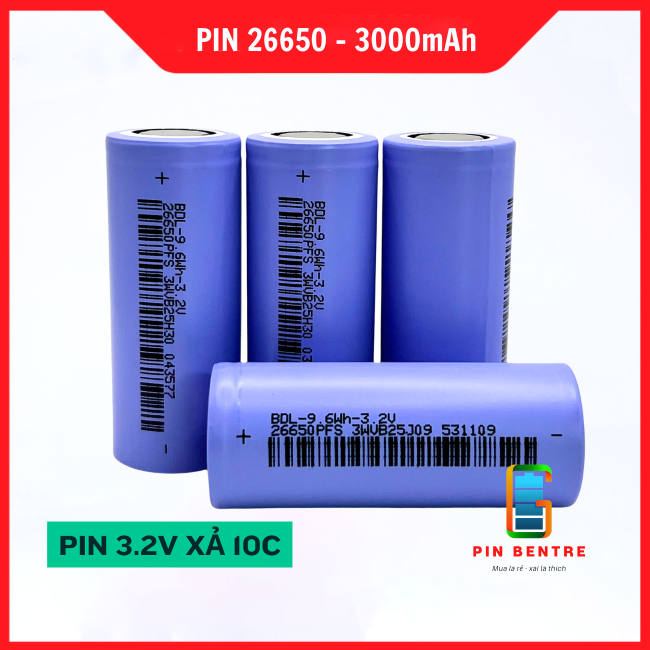 Pin sắt 26650 BDL 3.2V dung lượng 3000mAh dòng xả 10C hàng mới [PBT247]