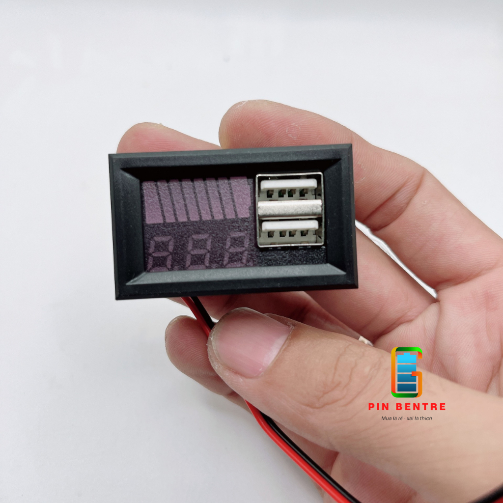 Vol Kế 12V Kèm 2 Cổng USB 2.1A dành hệ Pin 3S và 4S
