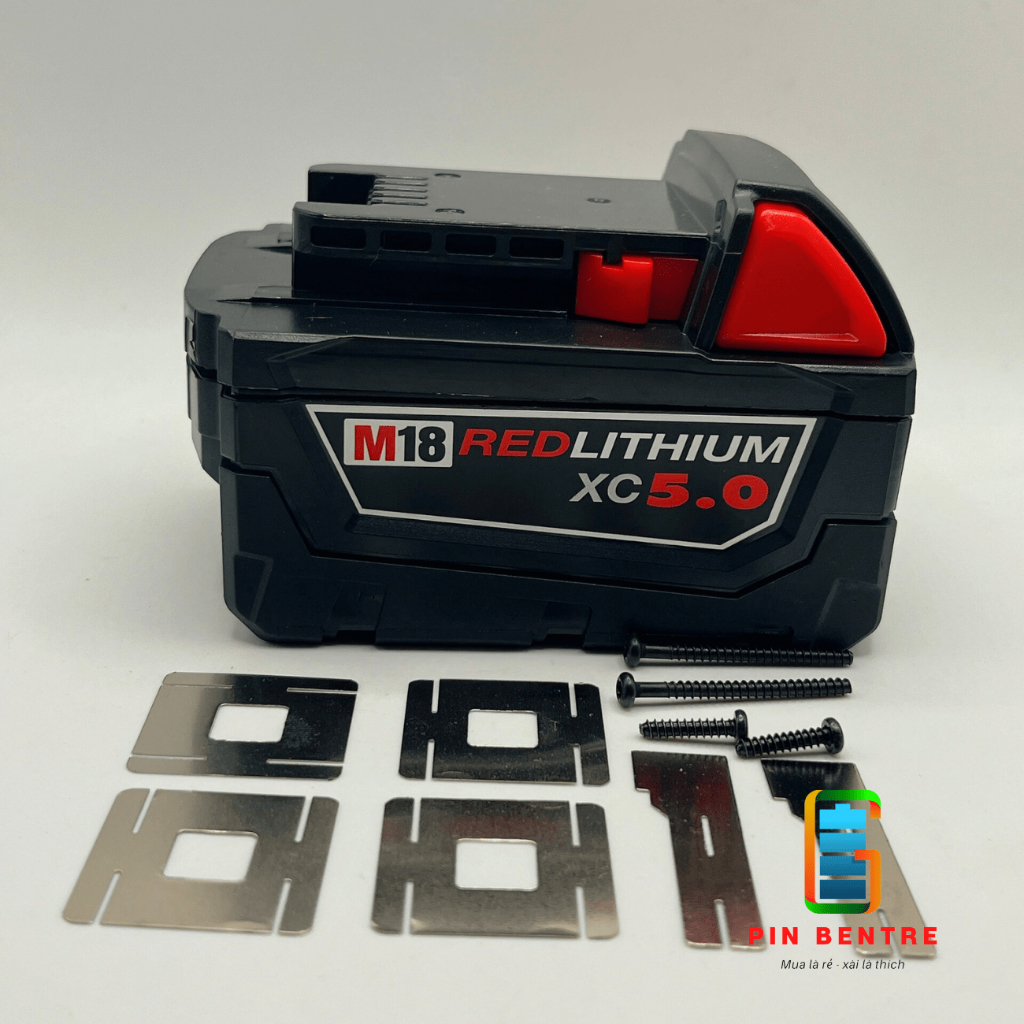 Combo Vỏ pin Milwaukee 5s 18v, lắp được 2 hàng 10 cell 18650