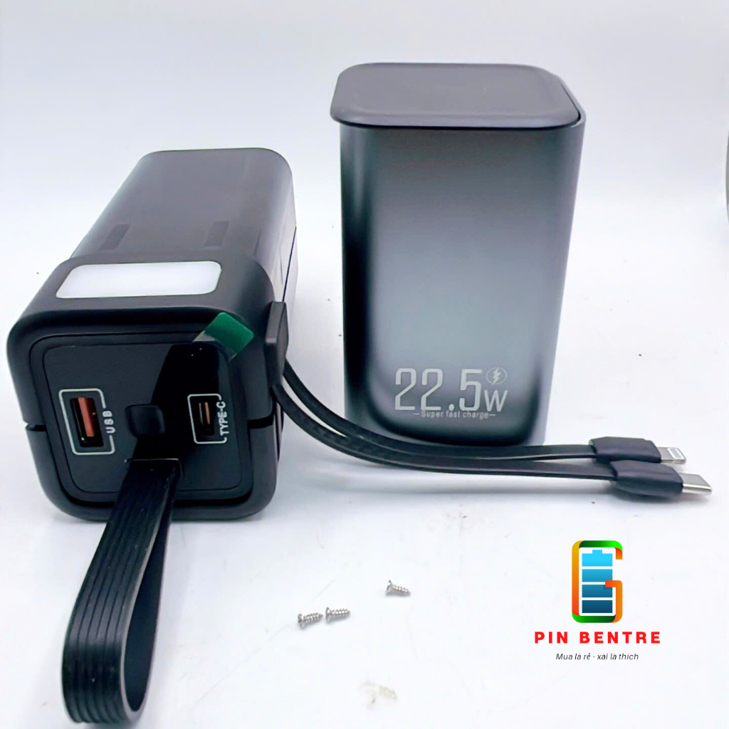 Box sạc dự phòng K80 22.5W chứa 4 Cell 21700 kèm cáp sạc và đèn Led