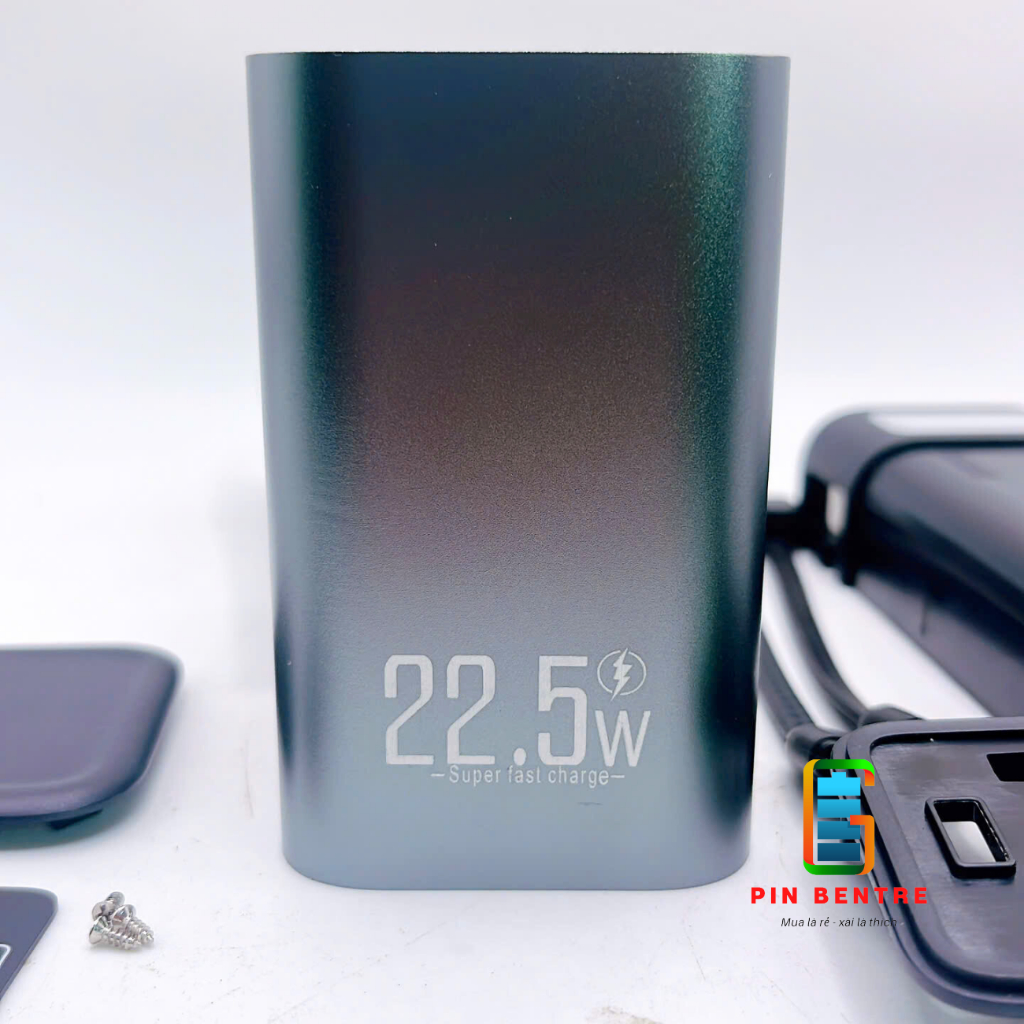 Box sạc dự phòng K80 22.5W chứa 4 Cell 21700 kèm cáp sạc và đèn Led