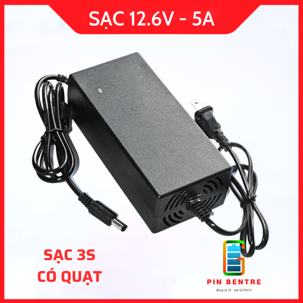 Sạc pin 3S 12.6V - 5A có quạt dùng cho pin Li-ion có LED báo đầy