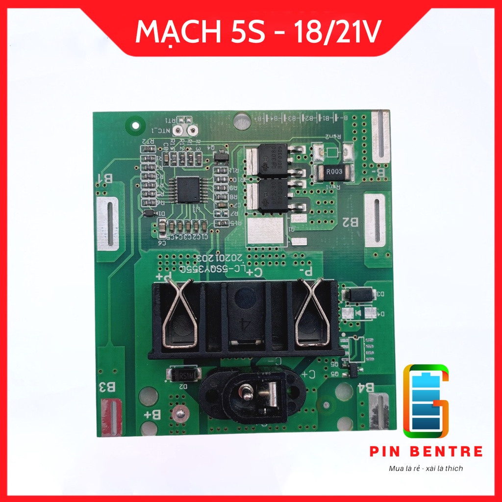 Mạch pin 5S 21V dành cho máy TQ chân sạc Adapter đứng 24mm