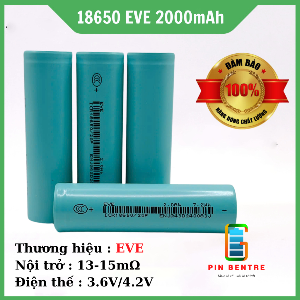 Cell Pin 18650 EVE 20P 2000mah xả 10C/20A hàng mới chính hãng