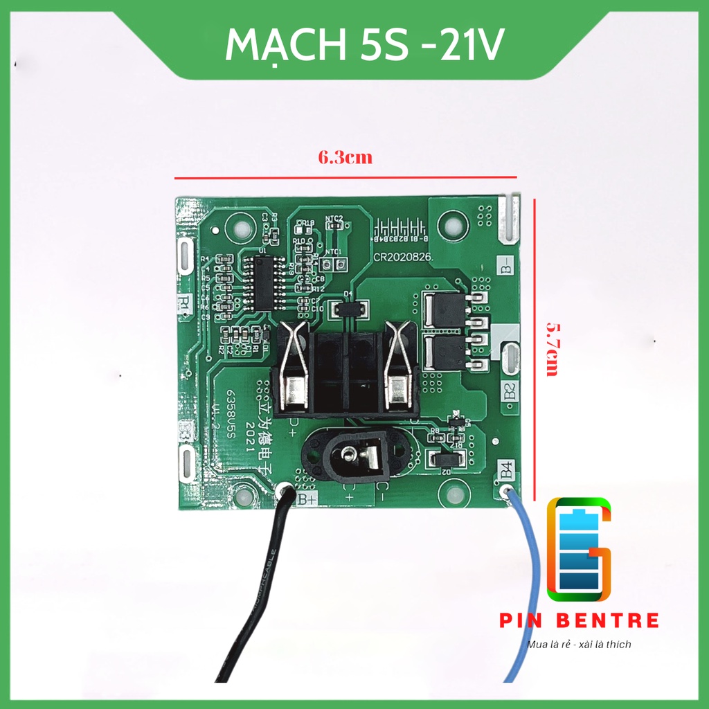 Mạch pin 5S 21V dành cho máy TQ chân sạc Adapter đứng (18mm)