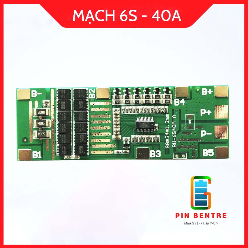Mạch BMS 6S 40A hãng BW 25.2V Sạc cân bằng và bảo vệ Pin Li-ion