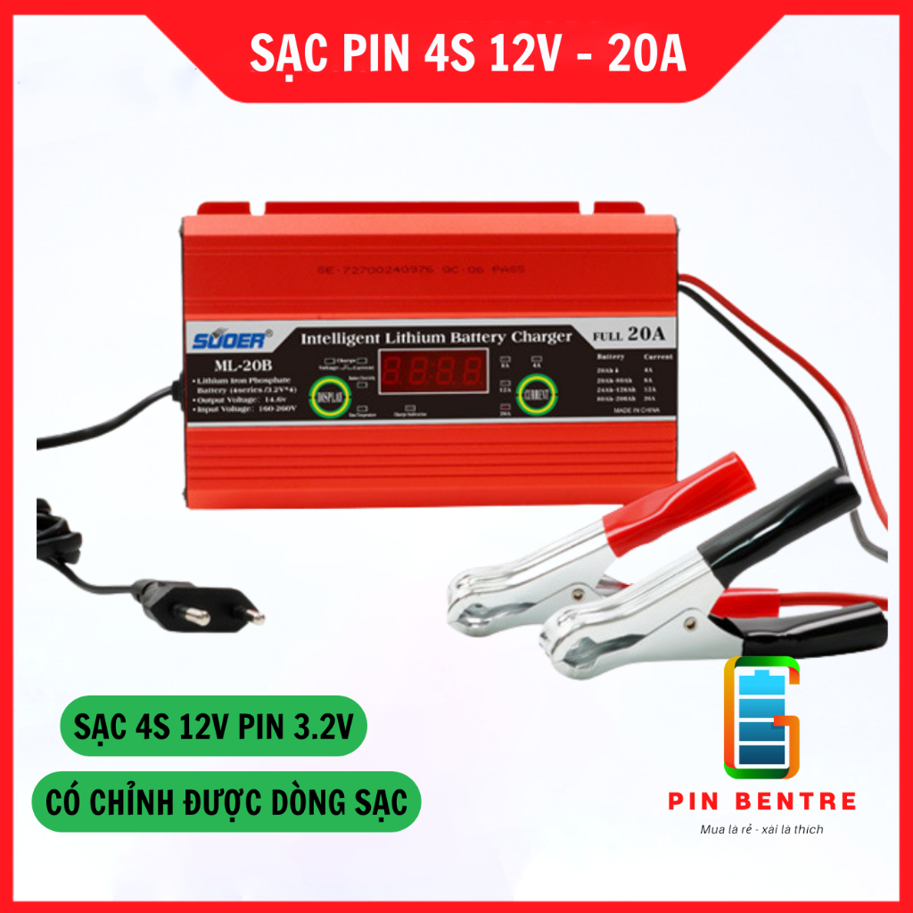 Sạc nhanh 4S 12V - 20A chính hãng SUOER dành cho Pin sắt 14.6V