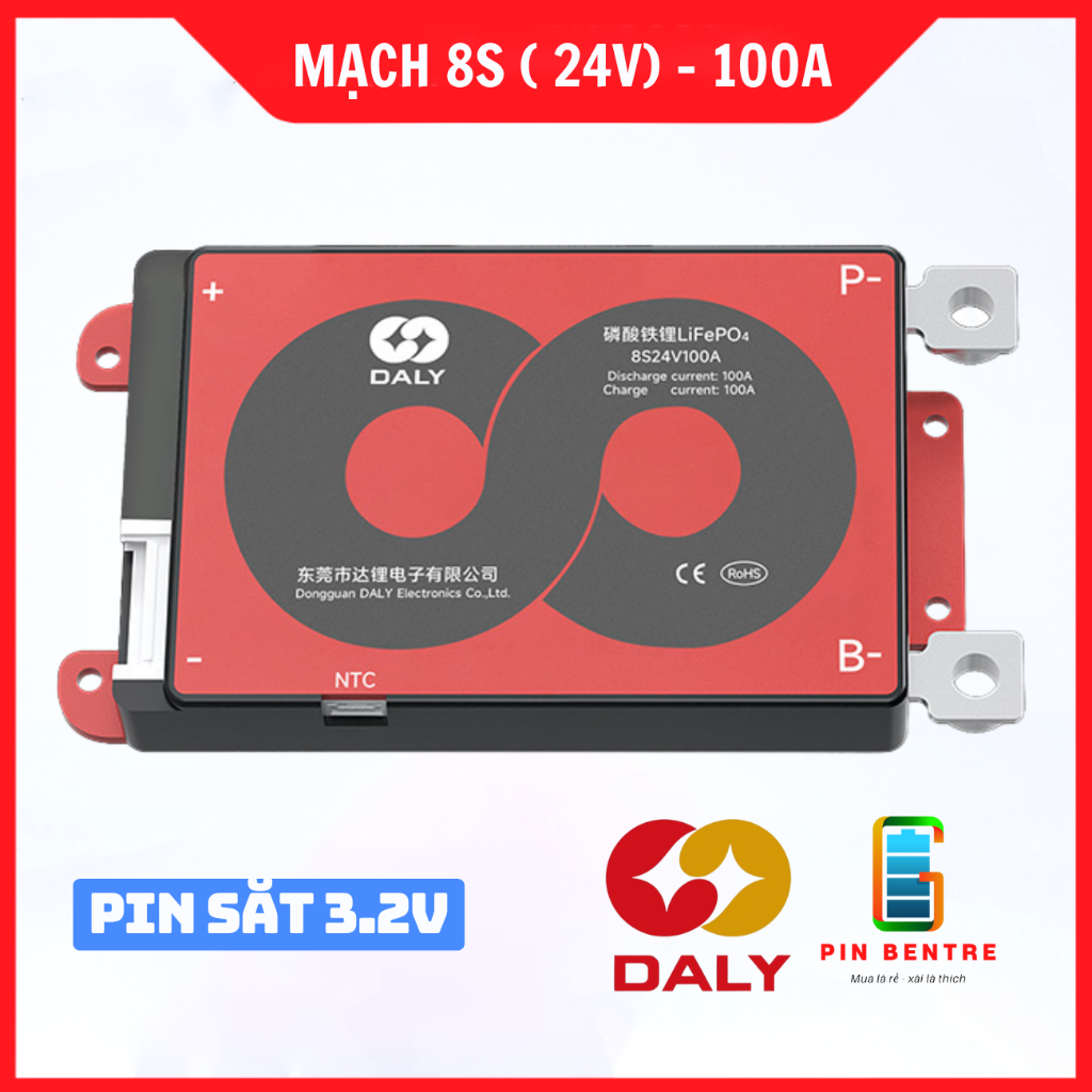 Mạch 8S 24V 100A DalyBMS bảo vệ Pin LifePO4 3.2V chính hãng Daly