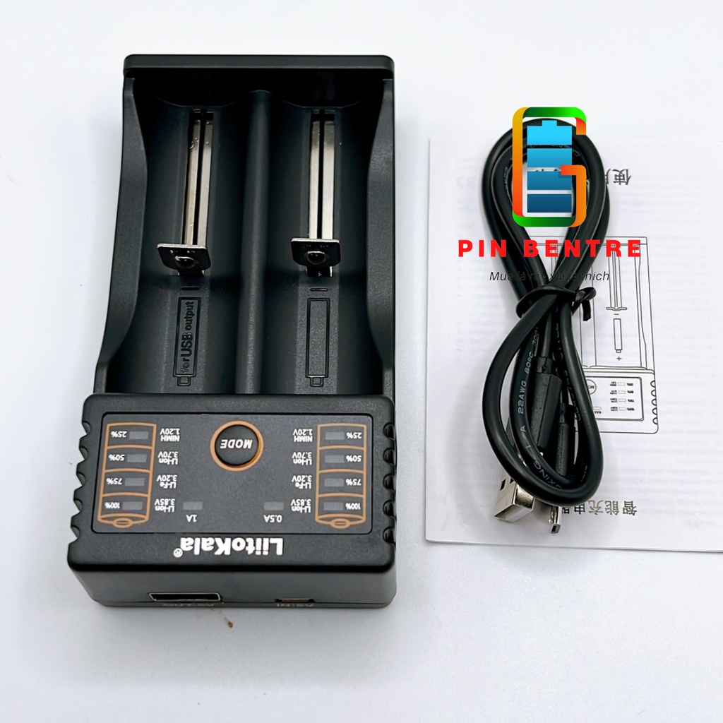 Bộ sạc đa năng LiitoKala lii-202 USB sạc Pin AAA,AA,Nimh 1.2V,Pin Li-ion 3.7V , Pin Li-fe 3.2V