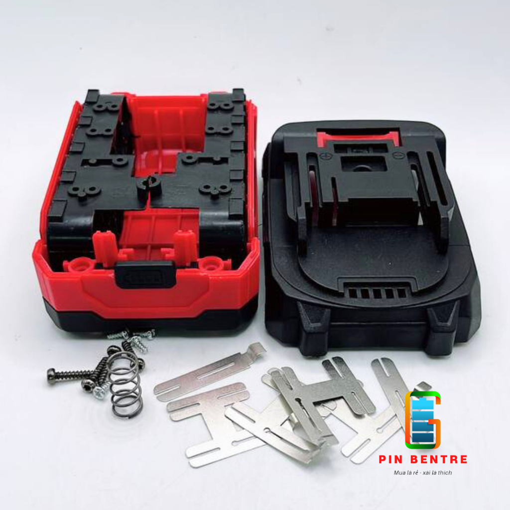 Vỏ pin Makita 18V/21V báo Led hông 5S1P-5S2P-5S3P sạc Adaptor