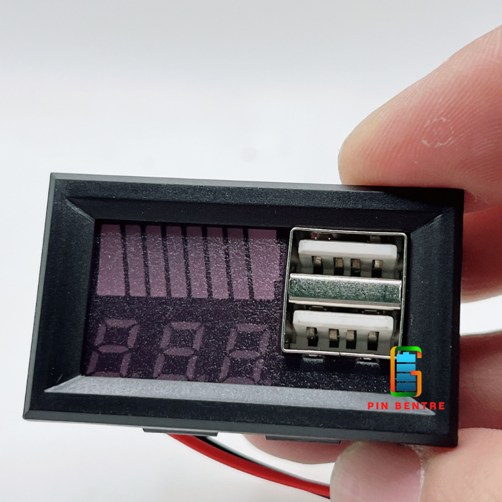 Vol Kế 12V Kèm 2 Cổng USB 2.1A dành hệ Pin 3S và 4S