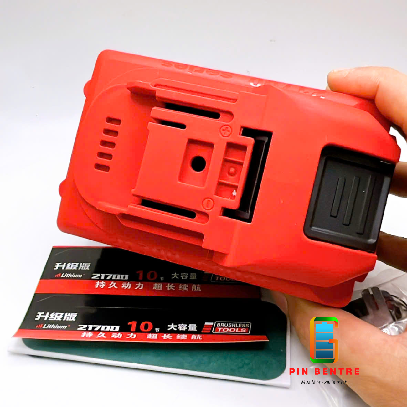 Vỏ pin Makita 21700 18V/21V báo Led hông 5S1P-5S2P sạc Adaptor