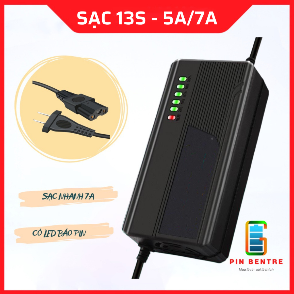 Bộ sạc pin 13S Li-Ion công suất cao 48V/54,6V Dòng 5A- 7A Có Tự Ngắt