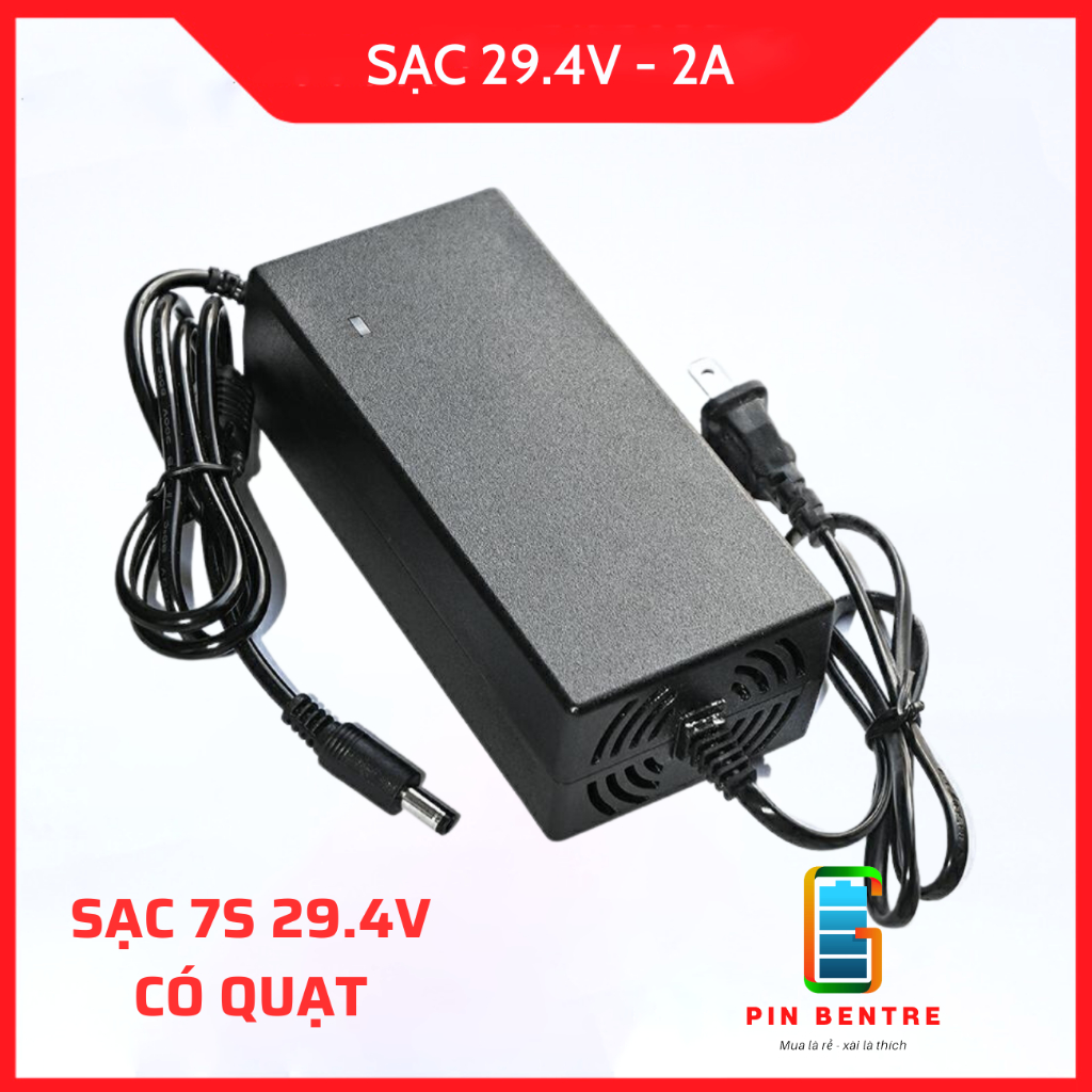 Sạc 7S Pin Li-ion 29.4V - 3A/5A có quạt tản nhiệt và đèn báo pin đầy