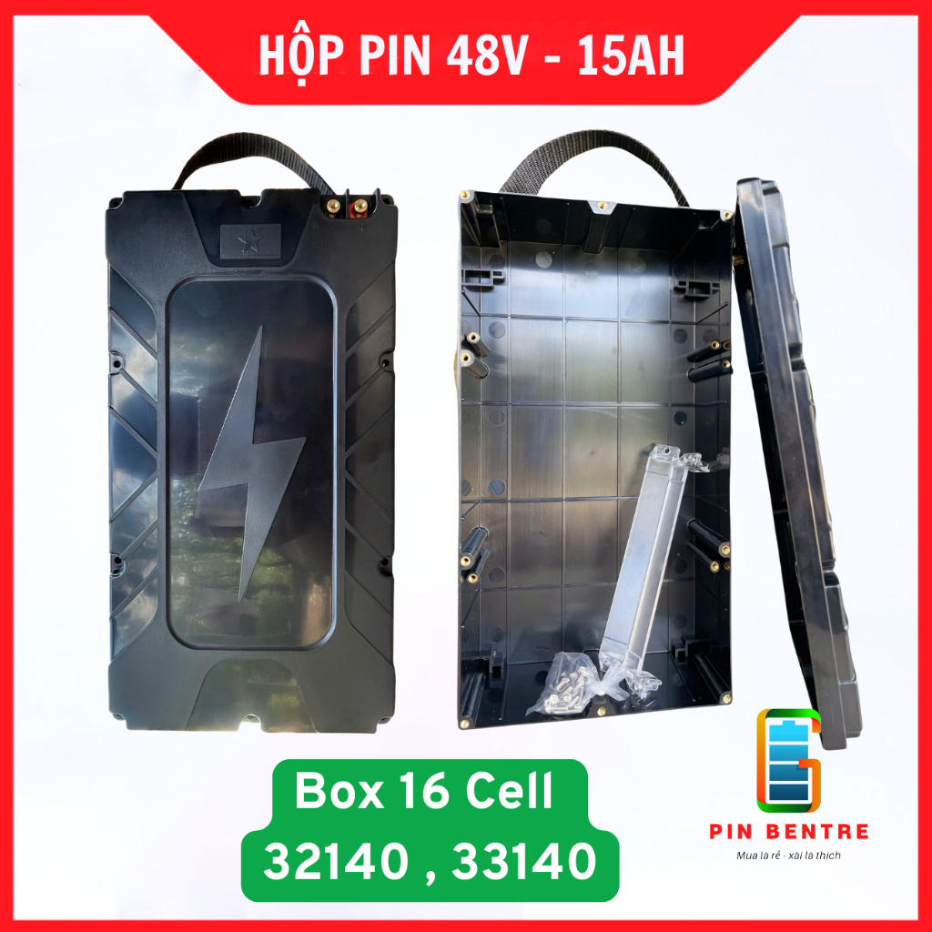 Hộp Pin Xe Điện 48V Chứa 16 Cell 32140 (33140) Có Quai Xách