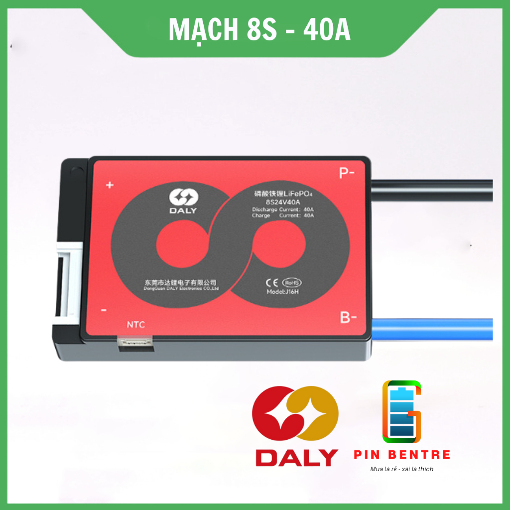 Mạch 8S DALY 24V/29.2V 20A 40A Daly Cân Bằng và Bảo Vệ Pin Sắt 3.2V Có Cảm Biến Nhiệt NTC