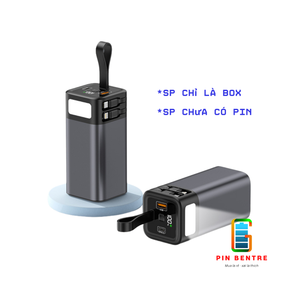 Box sạc dự phòng K80 22.5W chứa 4 Cell 21700 kèm cáp sạc và đèn Led