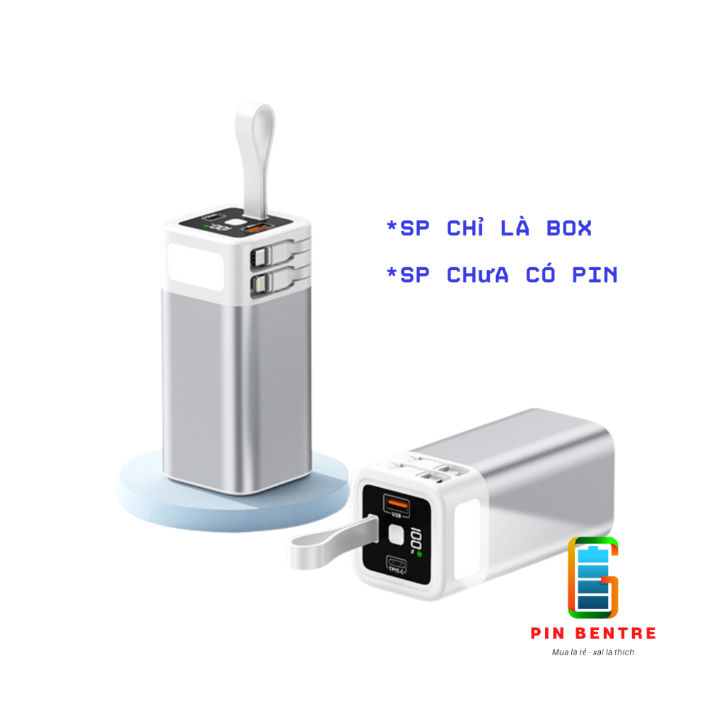 Box sạc dự phòng K80 22.5W chứa 4 Cell 21700 kèm cáp sạc và đèn Led