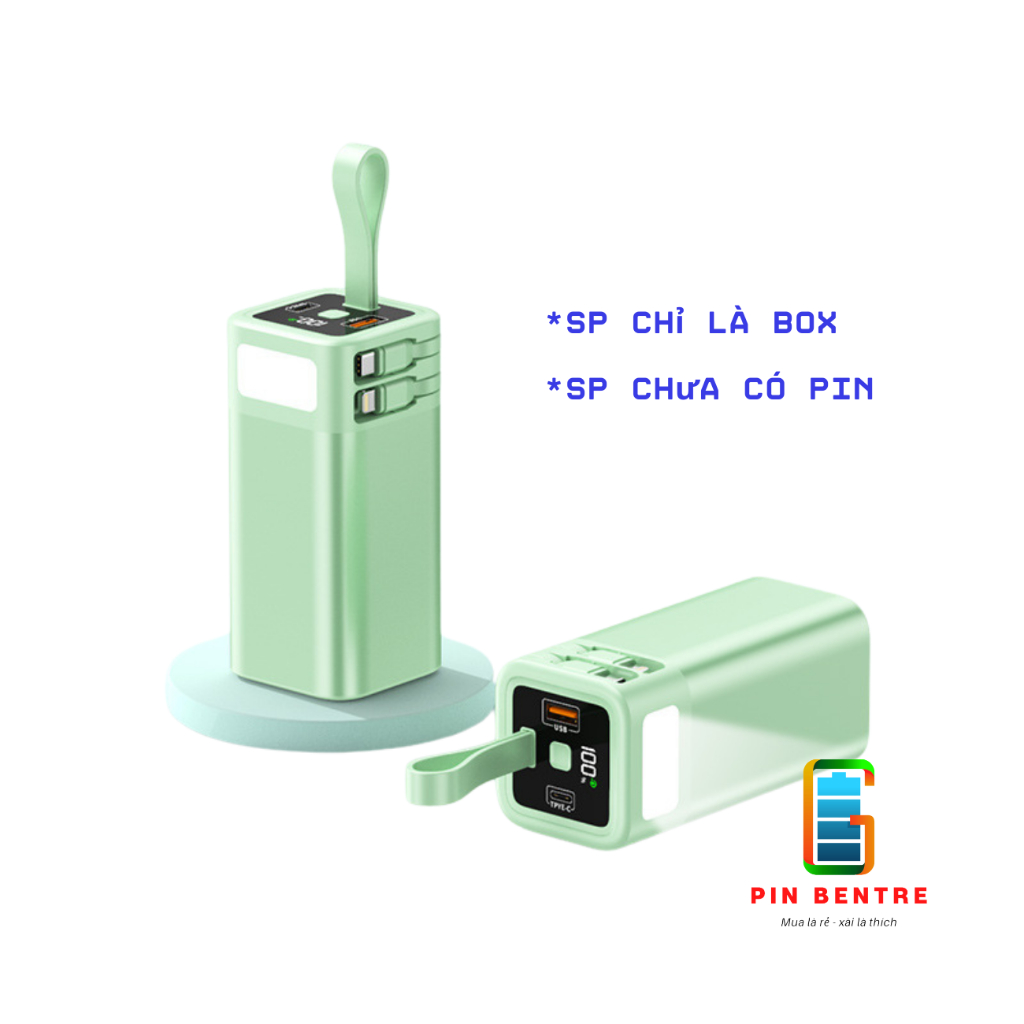 Box sạc dự phòng K80 22.5W chứa 4 Cell 21700 kèm cáp sạc và đèn Led