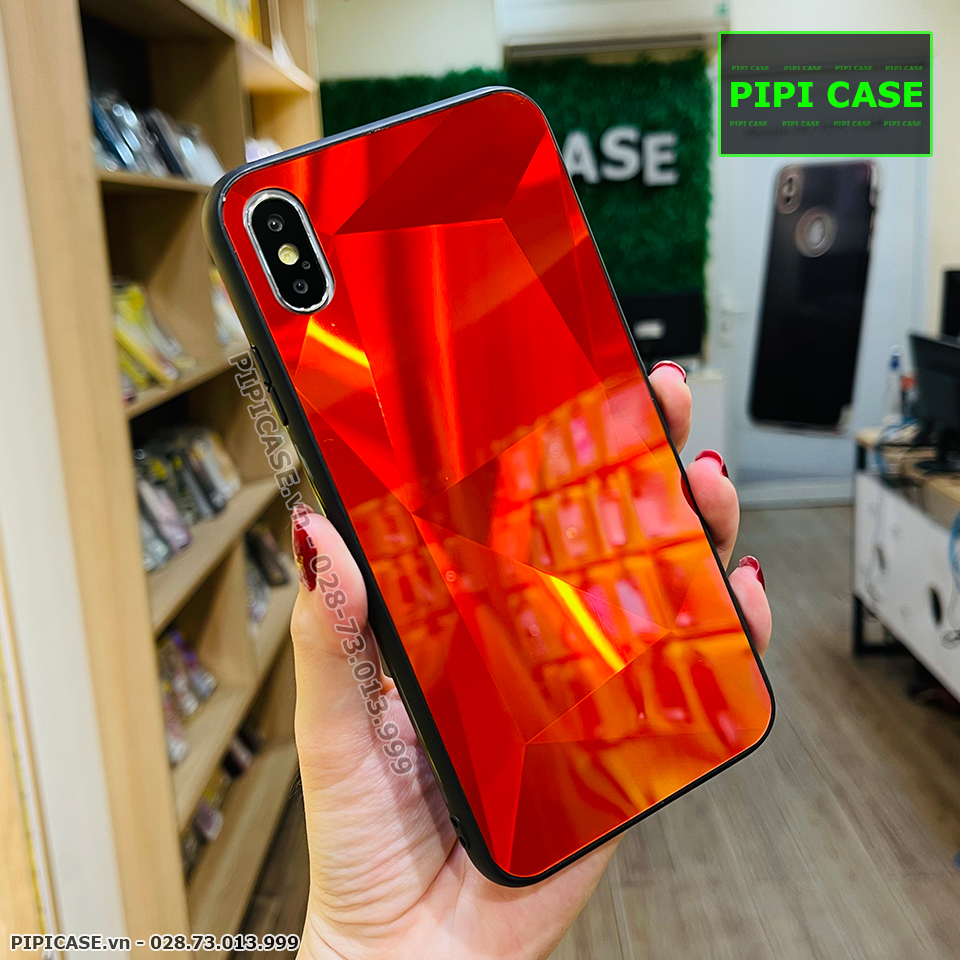 Ốp Lưng iPhone XS Max - Kim Cương 6D - Đỏ