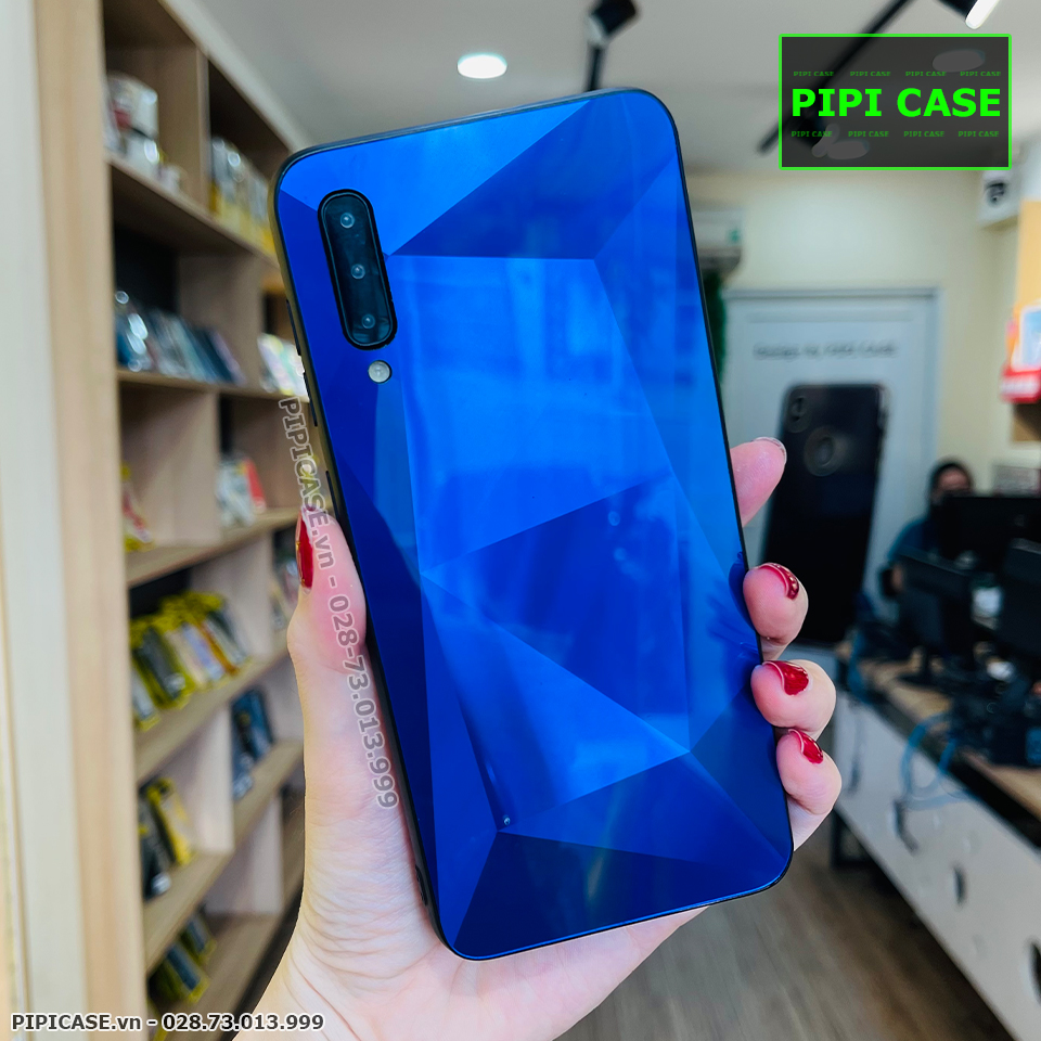 Ốp Lưng Samsung A50 - Kim Cương 6D - Xanh