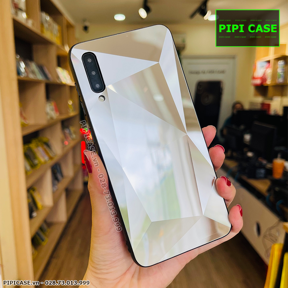 Ốp Lưng Samsung A50 - Kim Cương 6D - Bạc