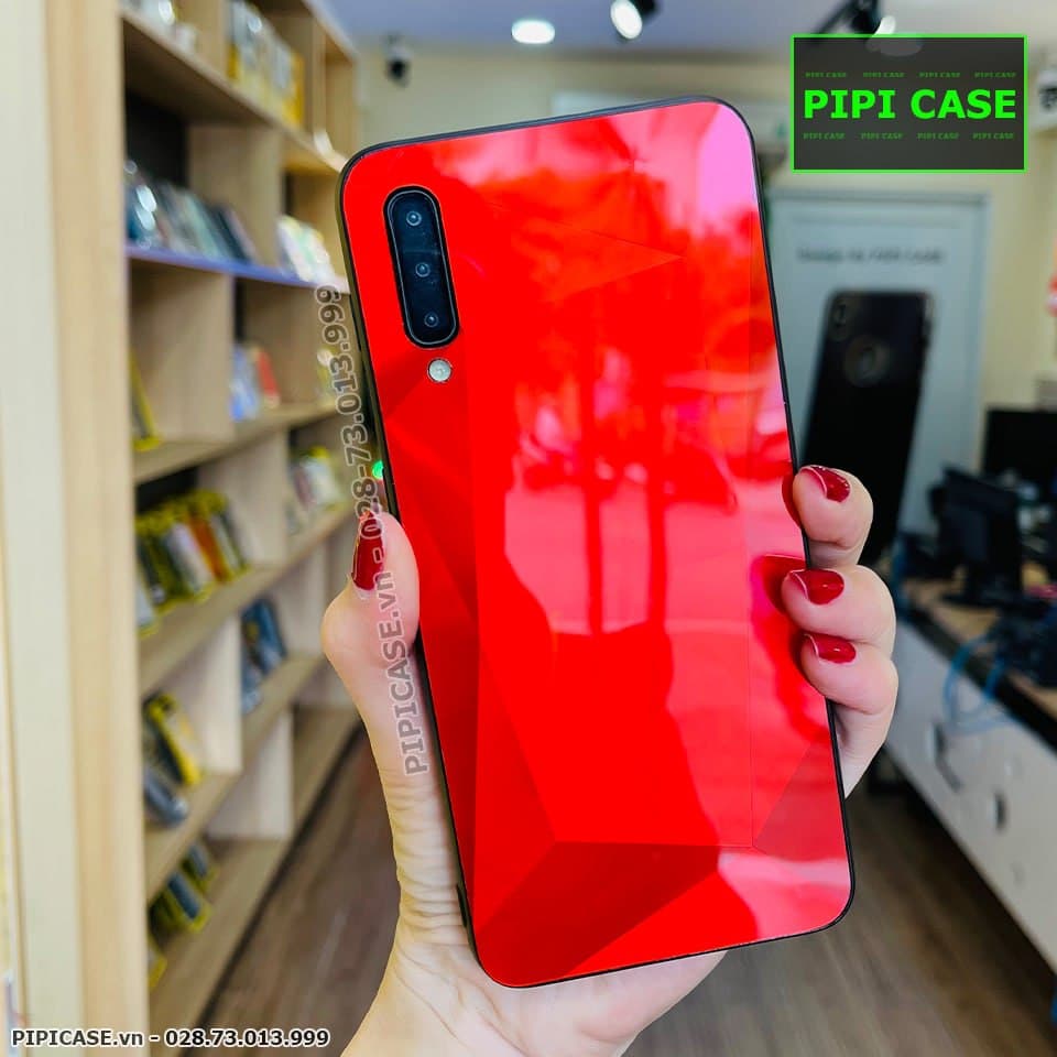 Ốp Lưng Samsung A50 - Kim Cương 6D - Đỏ