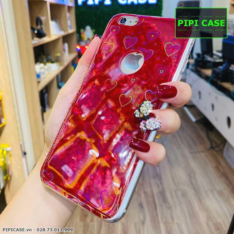 Ốp Lưng iPhone 6 Plus / 6S Plus - Vân Tim - Đỏ