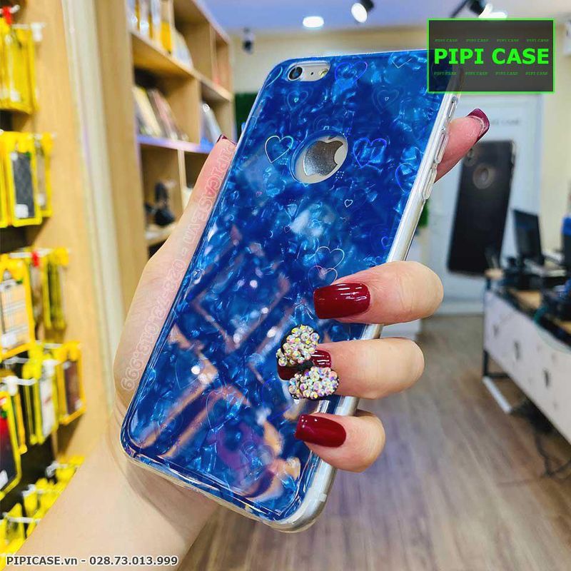 Ốp Lưng iPhone 6 Plus / 6S Plus - Vân Tim - Xanh