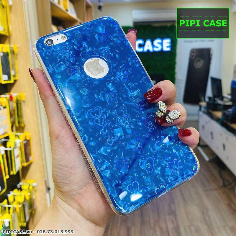 Ốp Lưng iPhone 6 Plus / 6S Plus - Vân Tim - Xanh