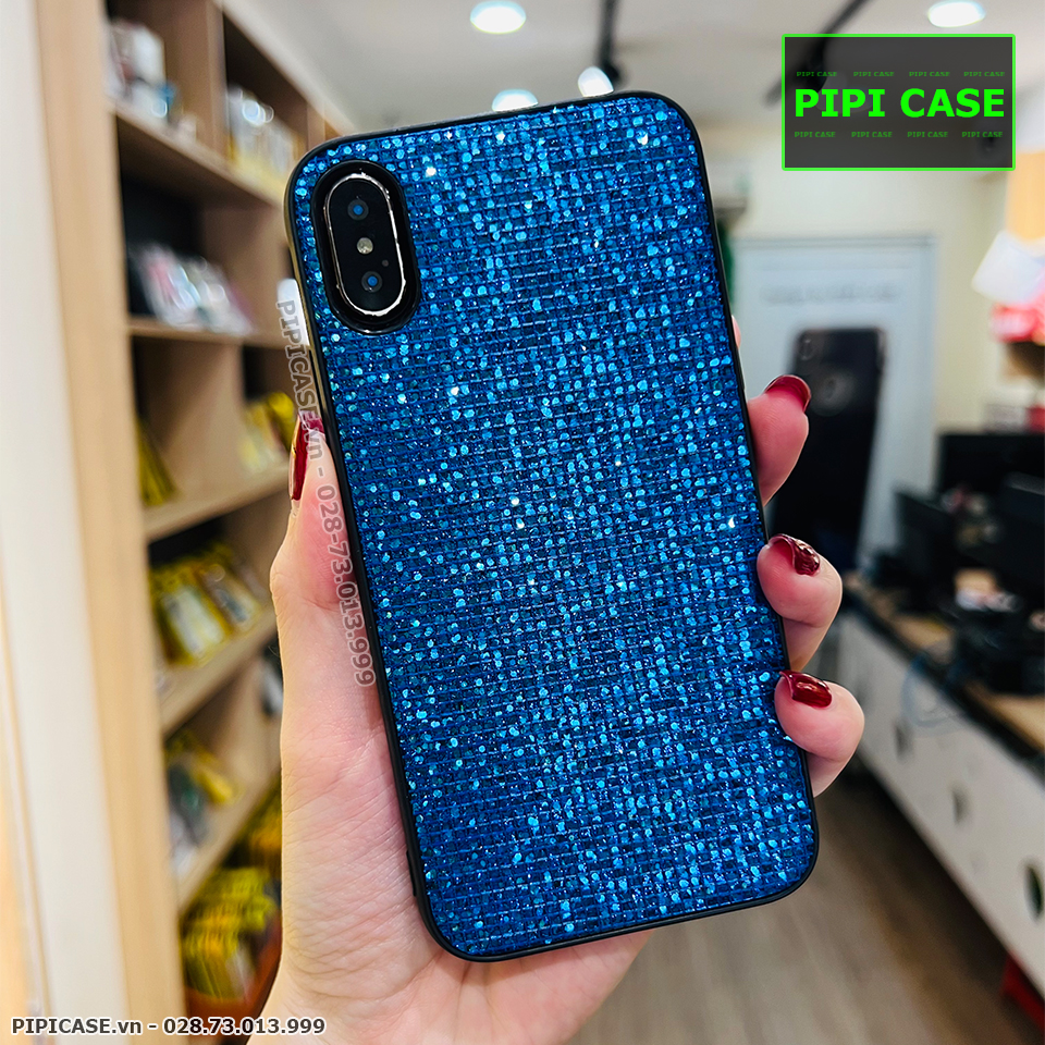 Ốp Lưng iPhone X / XS - Kim Tuyến - Xanh